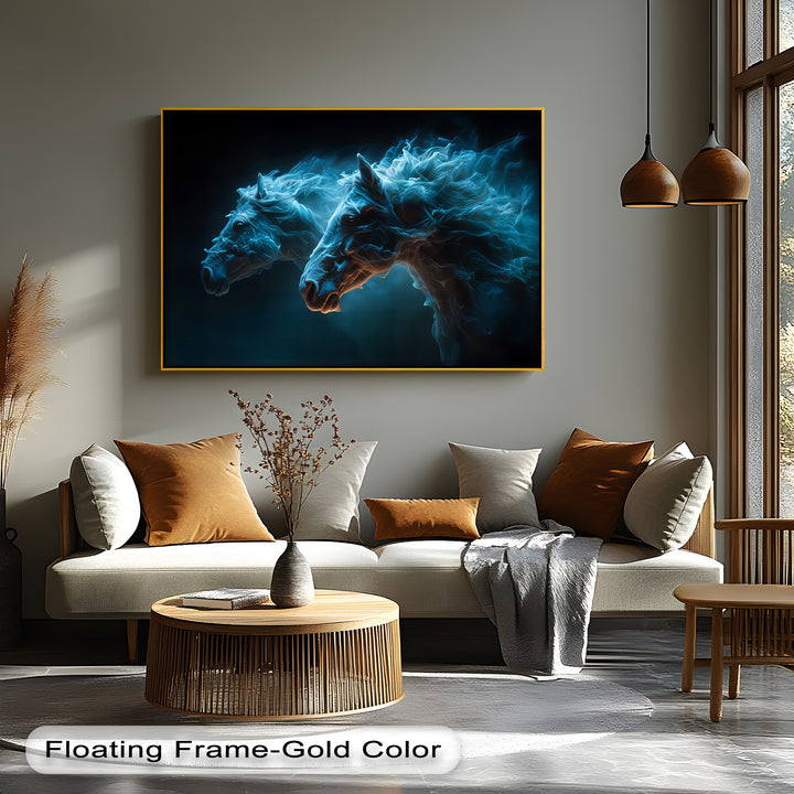 Electric Spirits – Glowing Horse Duo Abstract Canvas Print