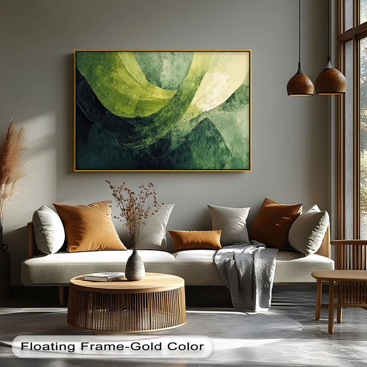 Verdant Sweep – Abstract Green Brushstroke Canvas Print - MyPhotoStation