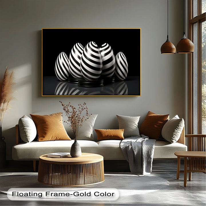 Modern Spiral Egg Pattern – Black & White Canvas Print - MyPhotoStation