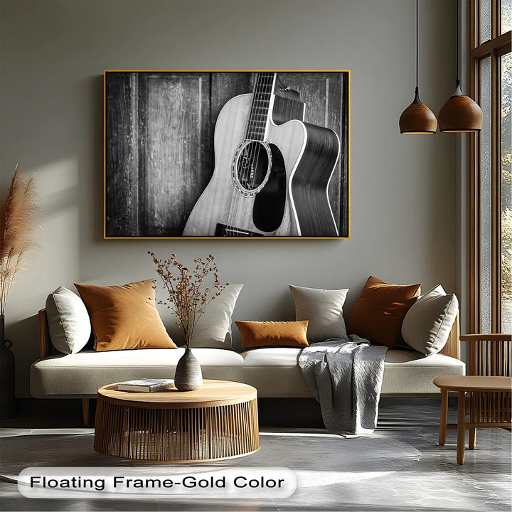 Acoustic Soul – Monochrome Guitar Music Canvas Print - MyPhotoStation