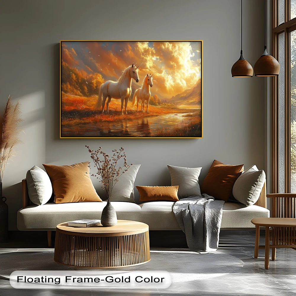 Twilight Companions – Golden Hour Unicorn Duo Canvas Print - MyPhotoStation