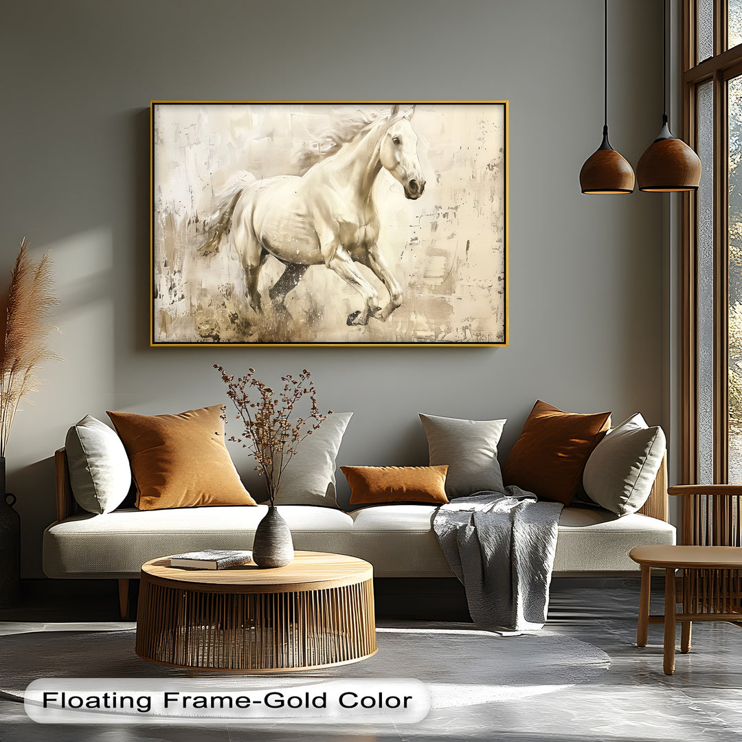 Golden Dune Spirit – Cream Stallion Abstract Canvas Print