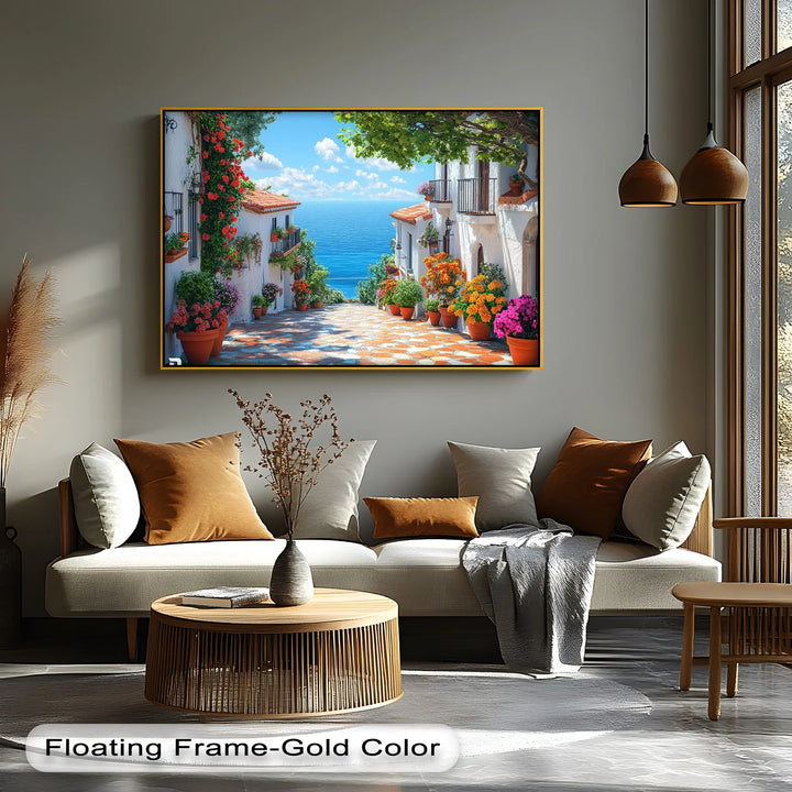 Coastal Flower Village - Landscape Canvas Print