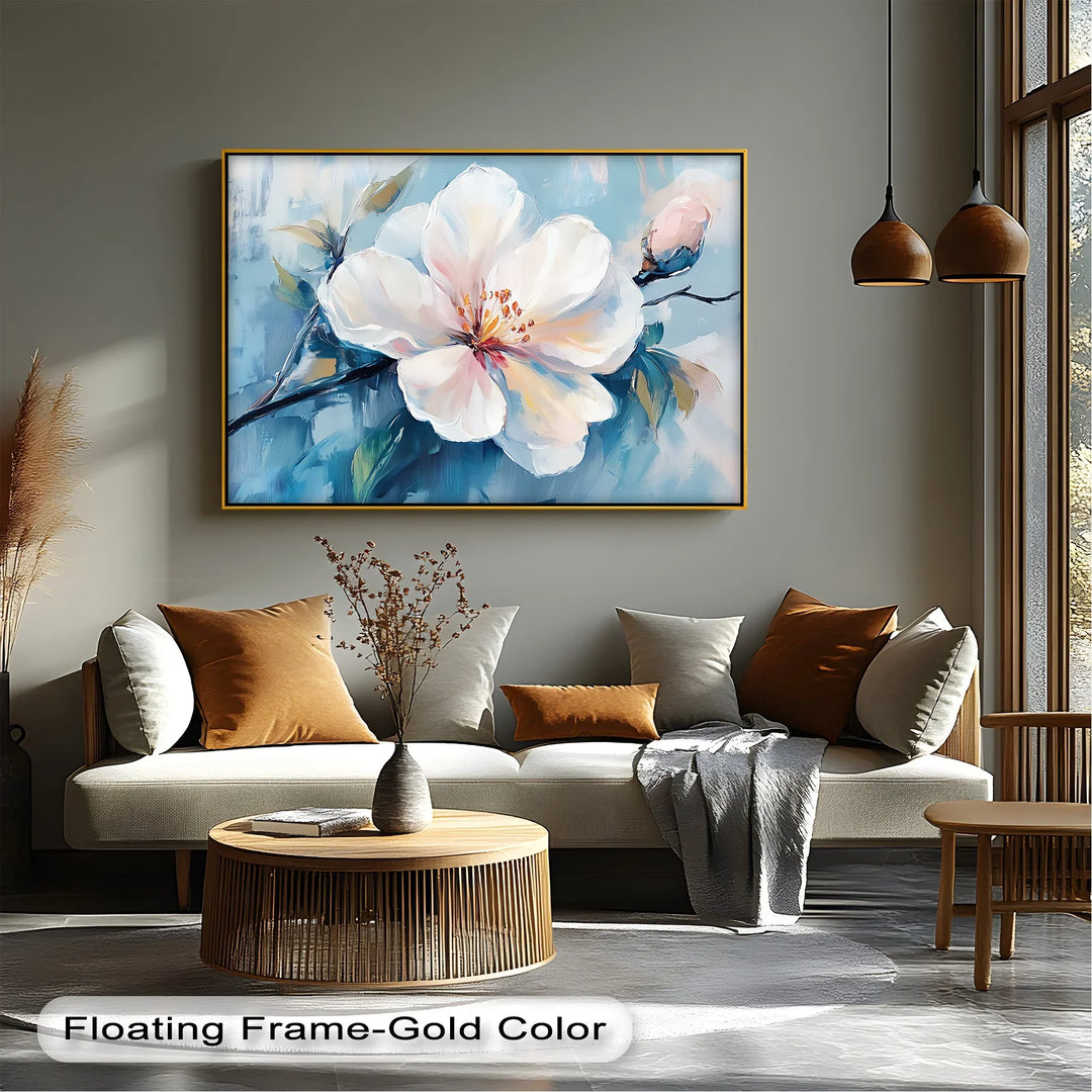 Blossom in Blue Haze – White Petal Flower on Sky Canvas Prints - MyPhotoStation