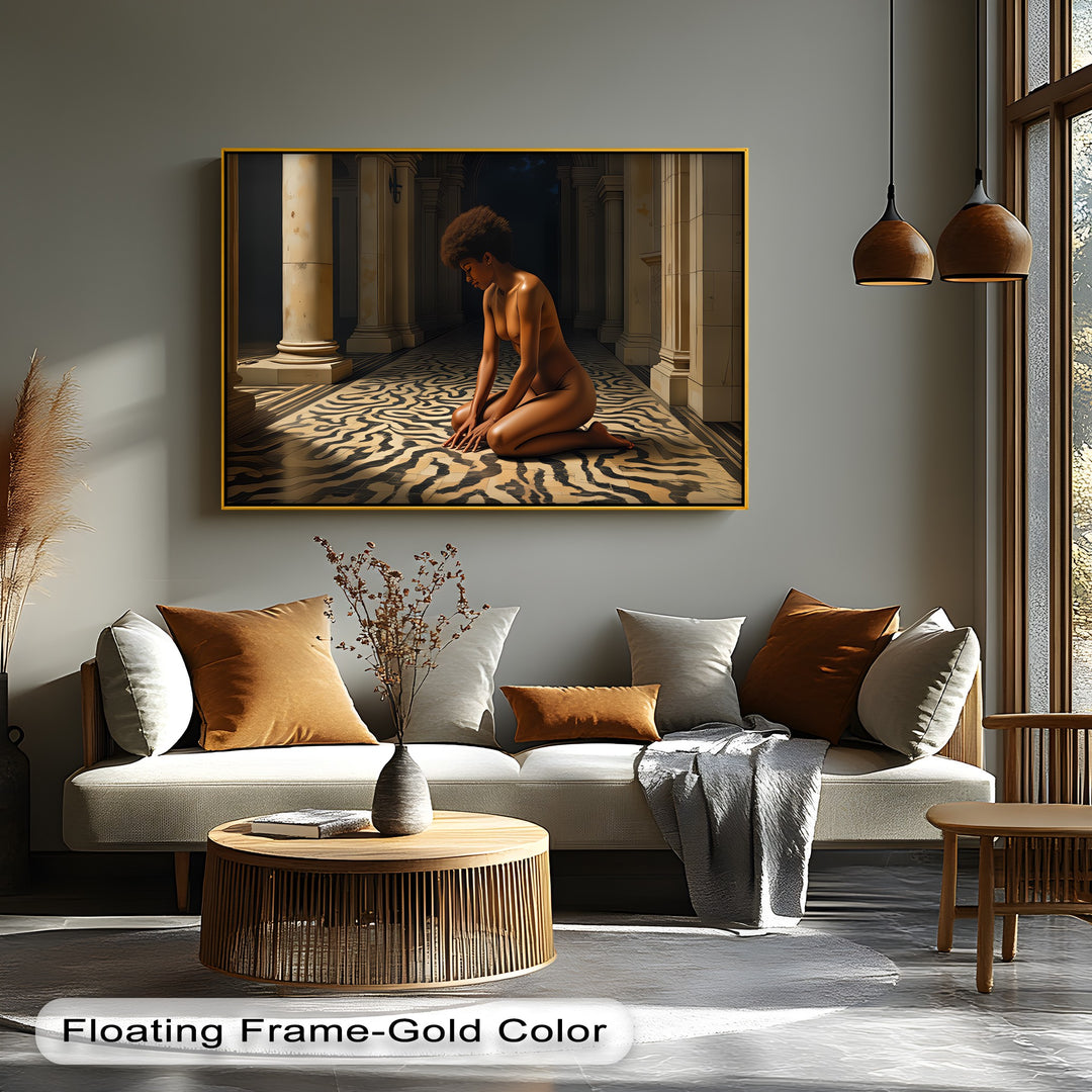 Midnight Devotion – Dark Erotic Canvas Wall Art | Nude African Woman