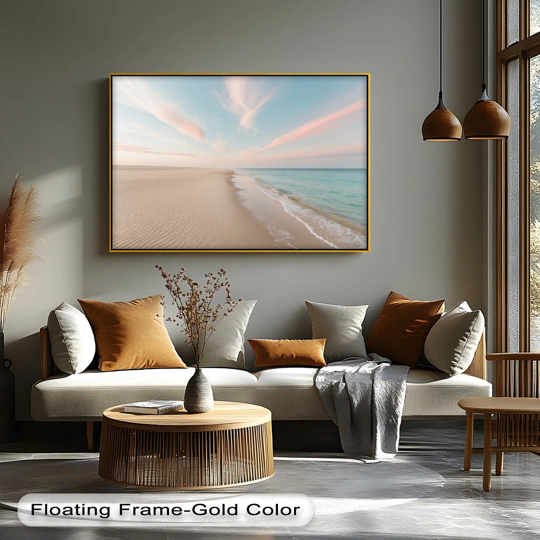 Serene Pastel Shoreline - Landscape Canvas Print
