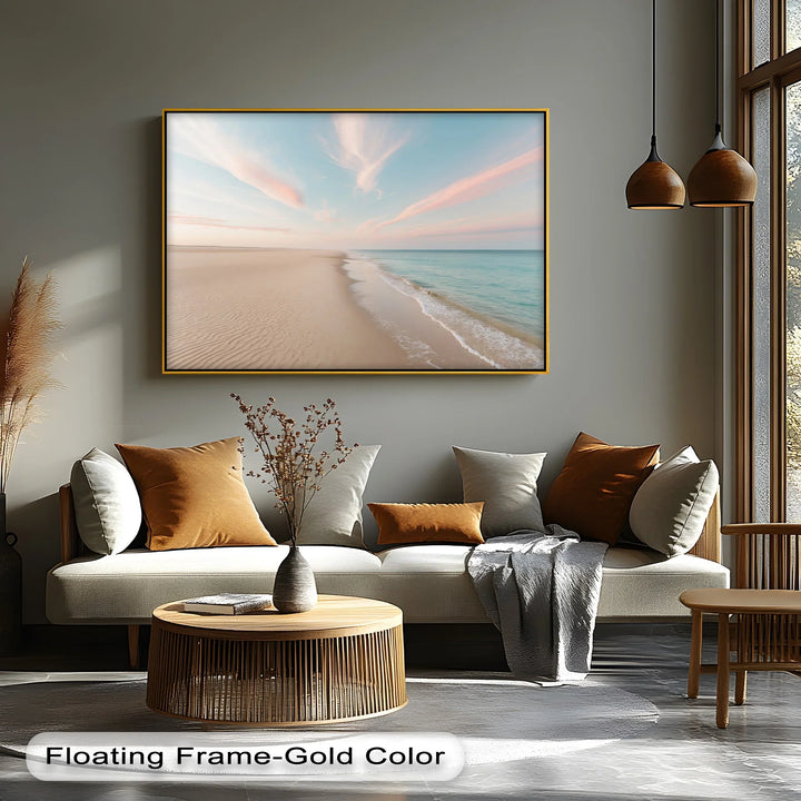 Serene Pastel Shoreline - Landscape Canvas Print