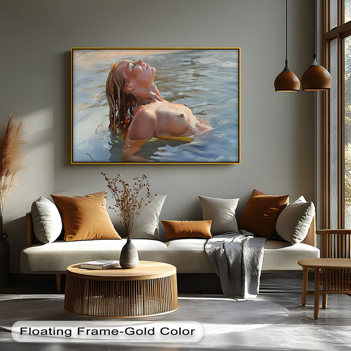 Liquid Reverie – Nude Woman in Water Erotic Canvas Wall Art | Sexy Art