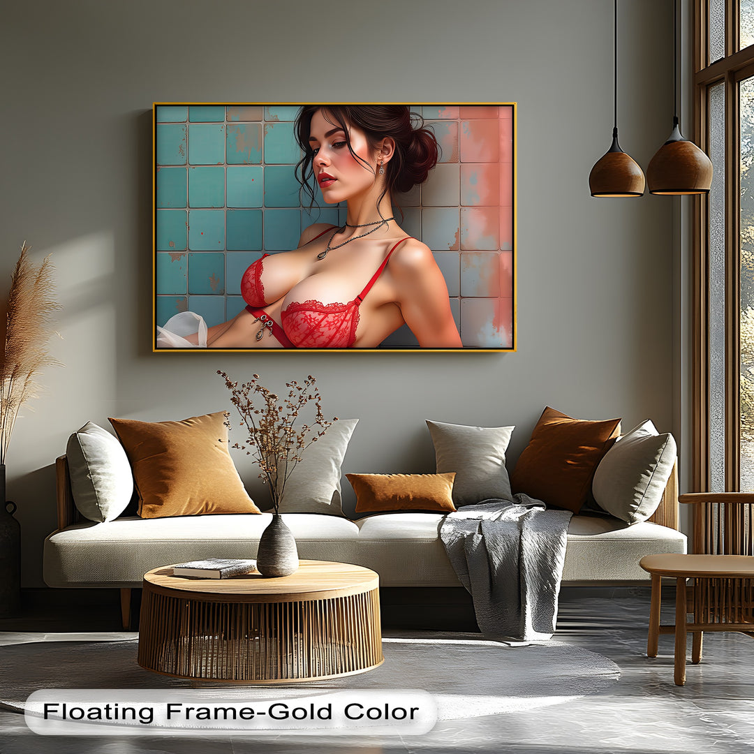 Crimson Temptation – Erotic Lingerie Canvas Wall Art | Artwork Canvas