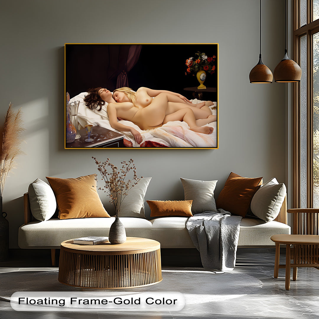 Lovers in Repose – Erotic Couple Canvas Print | Horizontal Bedroom Art