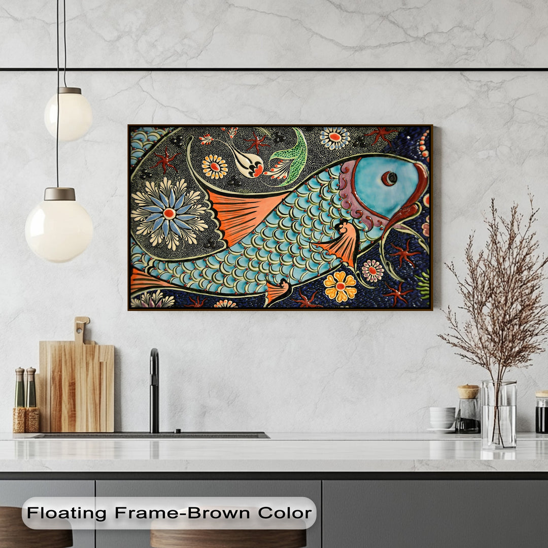 Decorative Fish Canvas Print – Colorful Ocean Mosaic Wall Art