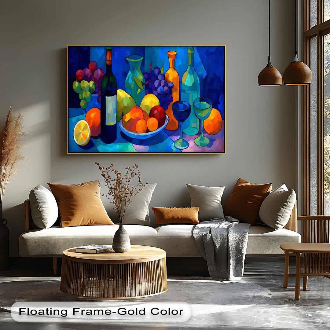 Colorful Cubist Fruit and Wine Still Life – Canvas Print - MyPhotoStation