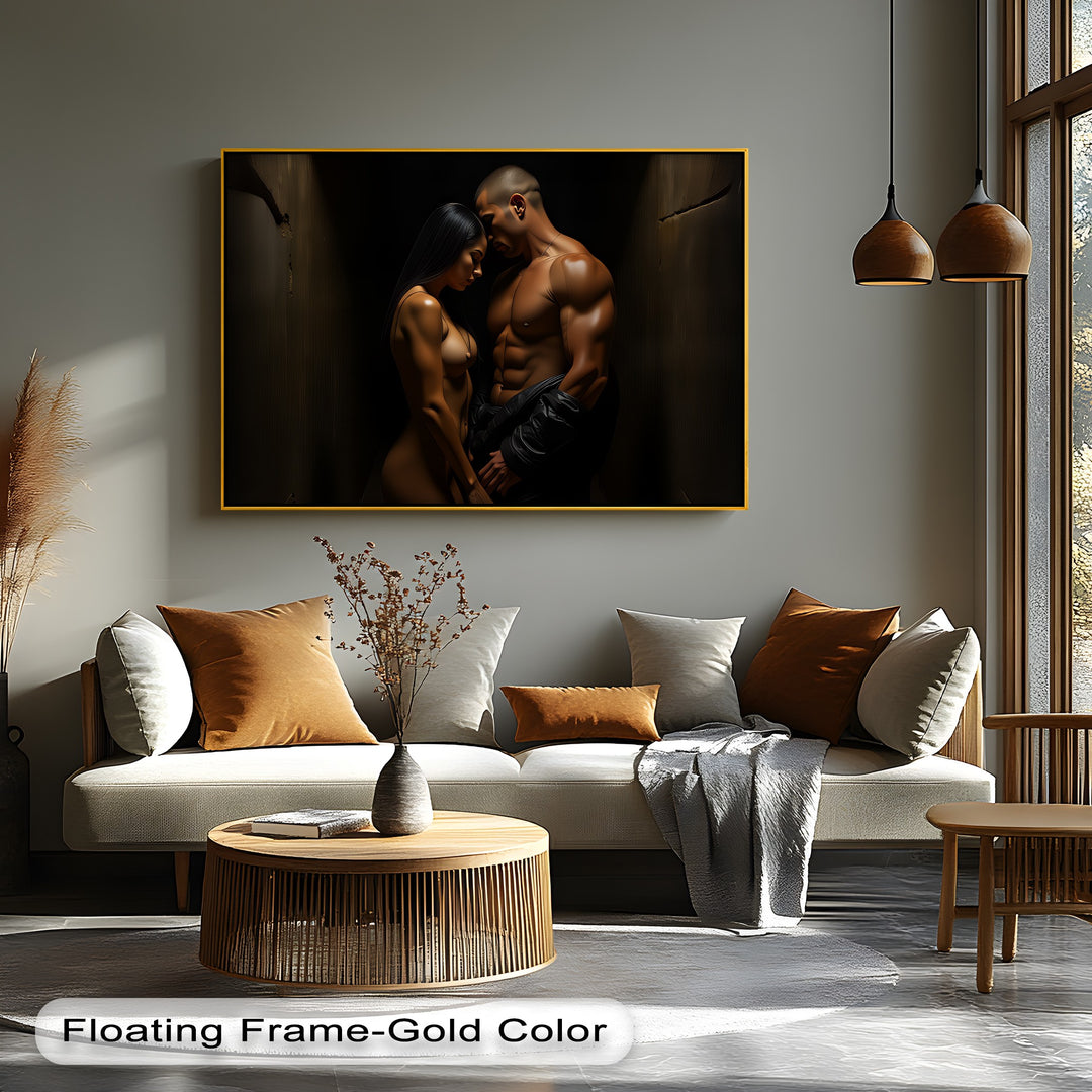 Shadowed Embrace – Nude Canvas Wall Art | Canvas Artwork