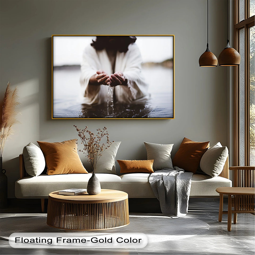 Living Water – Jesus Holding Water in His Hands Canvas Print - MyPhotoStation