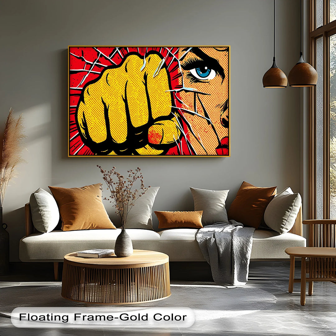 Shattered Stare – Pop Art Punch Comic Canvas Print