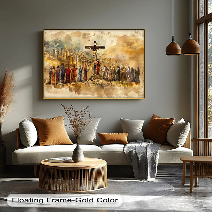 Jesus on the Cross with Disciples - Jesus Canvas Print