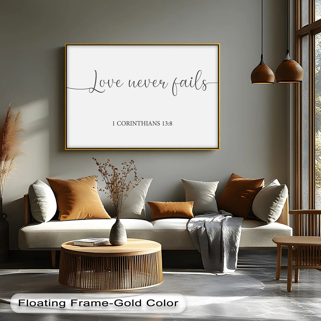 Love Never Fails – 1 Corinthians 13:8 Canvas Print - MyPhotoStation