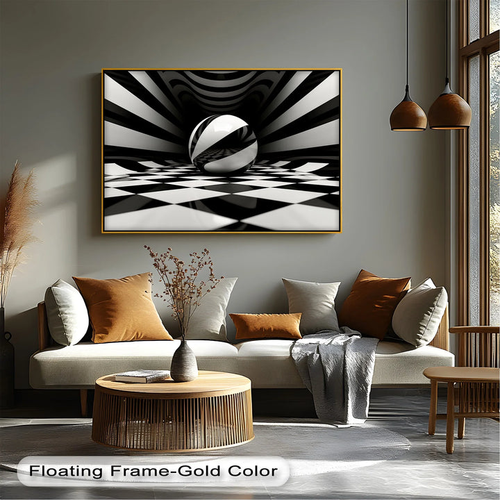 Geometric Sphere Illusion – Black & White Canvas Print - MyPhotoStation