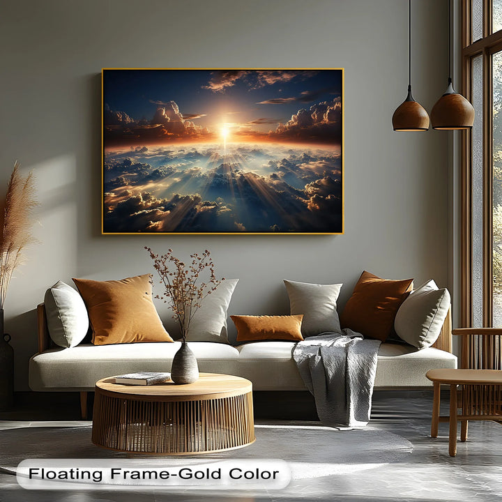 Celestial Sunrise Over the Clouds – Radiant Sky Landscape Canvas Print