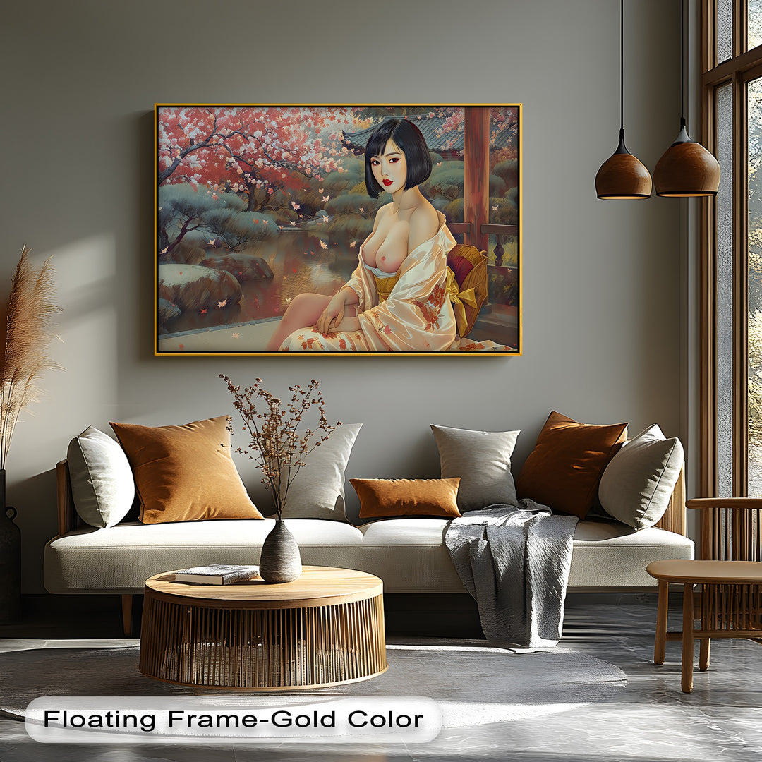 Blossom Reverie – Erotic Nude Canvas Print | Japanese Wall Art