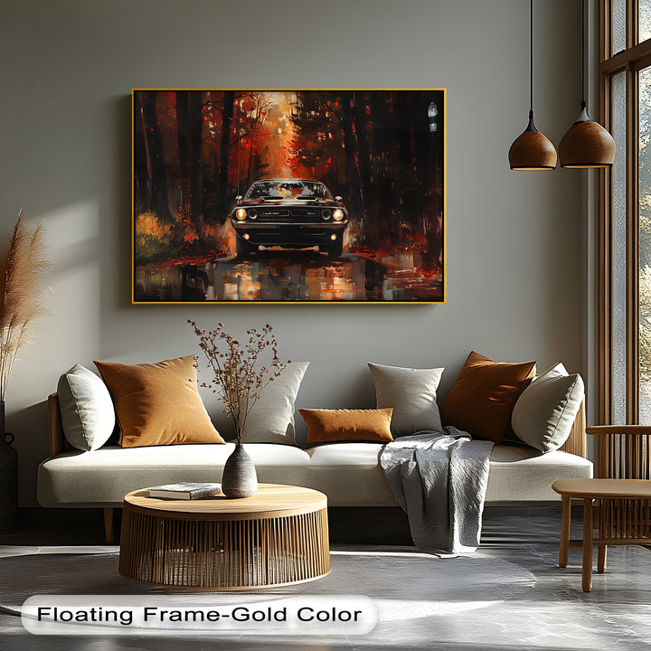 Dodge Challenger in Autumn Forest – Car Canvas Print