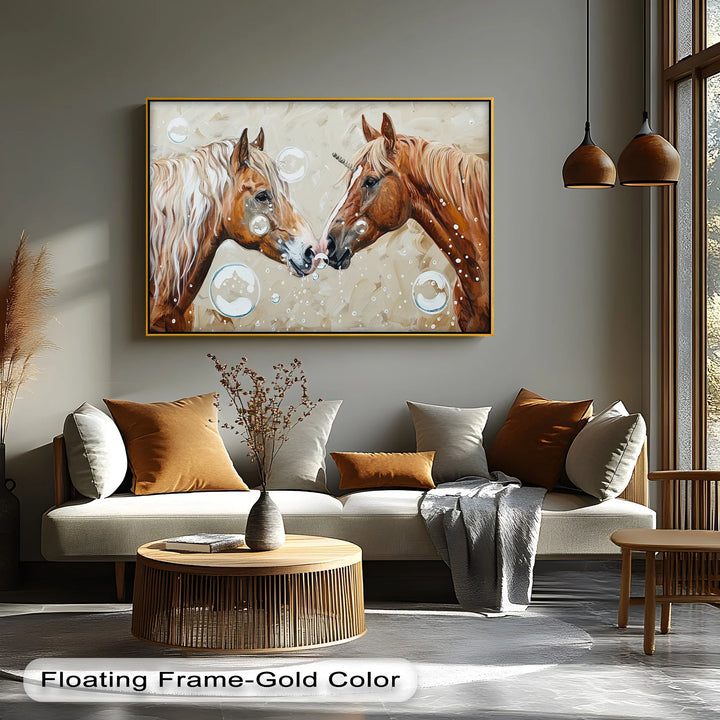 Bubble-Kissed Companions – Playful Unicorn Love Canvas Print - MyPhotoStation