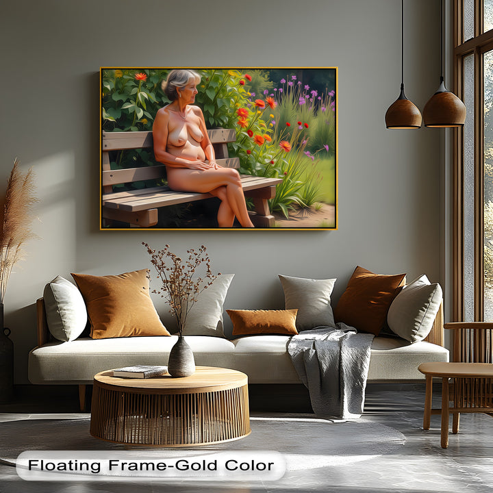 Garden Serenity – Mature Nude Canvas Wall Art | Canvas Prints