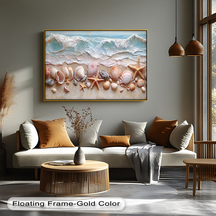 Seashell Shoreline Display – Coastal Canvas Prints