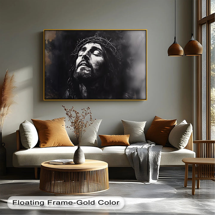 Crown of Suffering – Jesus in Agony Black and White Canvas Print - MyPhotoStation