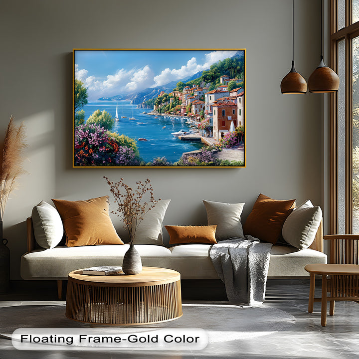 Harbor Serenity – Mediterranean Seaside Village Canvas Print
