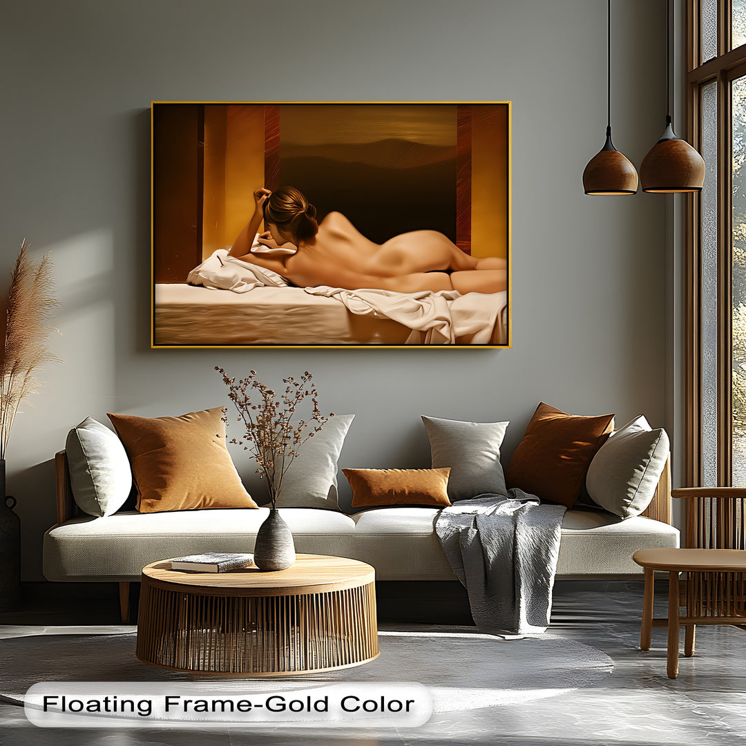 Sunset Reverie – Horizontal Framed Nude Canvas Wall Art | Sexy Art