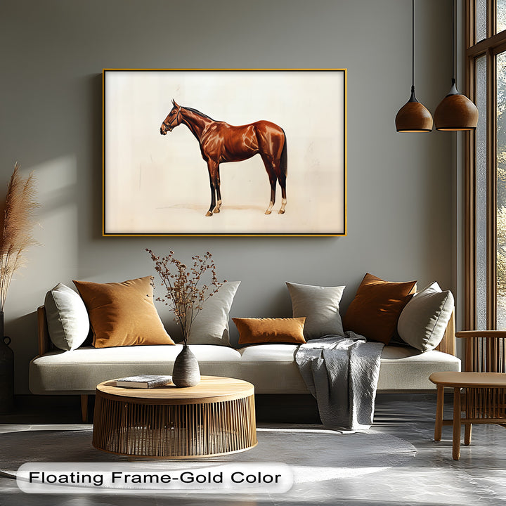 Chestnut Horse Portrait on Minimalist - Horse Canvas Print
