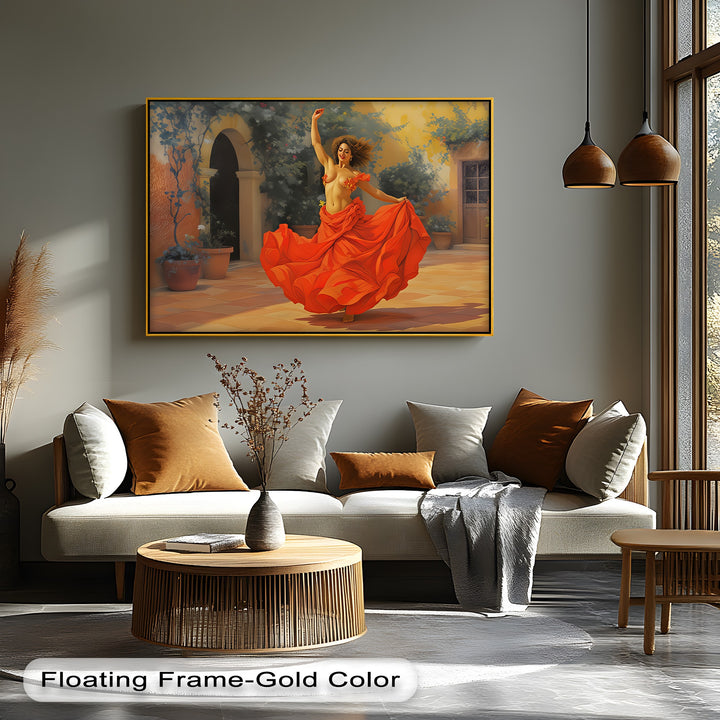 Dancing Woman in Red Skirt – Erotic Canvas Wall Art | Abstract Art
