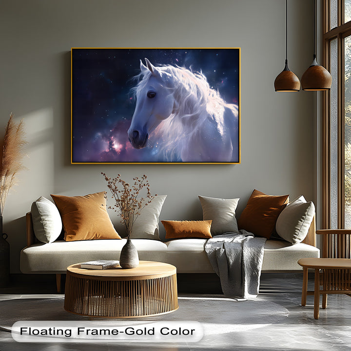 Starlit Grace – Celestial White Horse Portrait Canvas Print