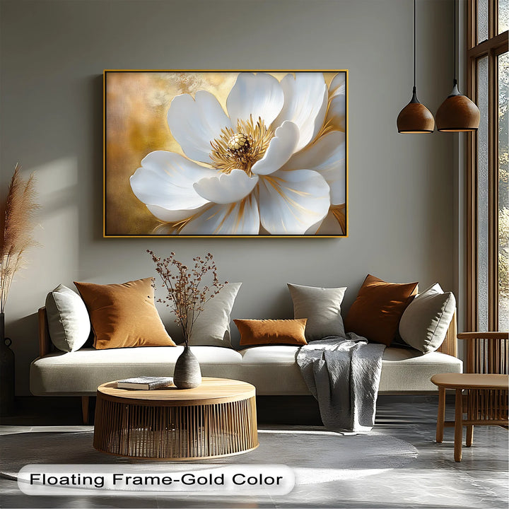 Golden Bloom – White Petal Canvas Print - MyPhotoStation