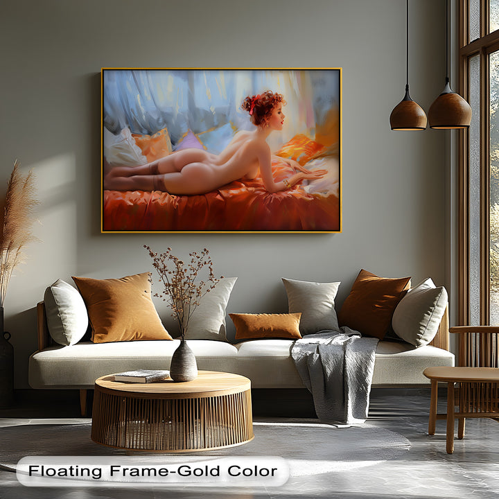 Scarlet Reverie – Nude Woman Canvas Wall Art | Framed Canvas Art