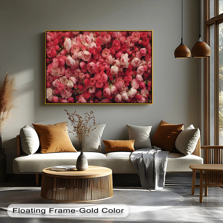Romantic Peony Garden – Blush and Crimson Floral Canvas Print - MyPhotoStation