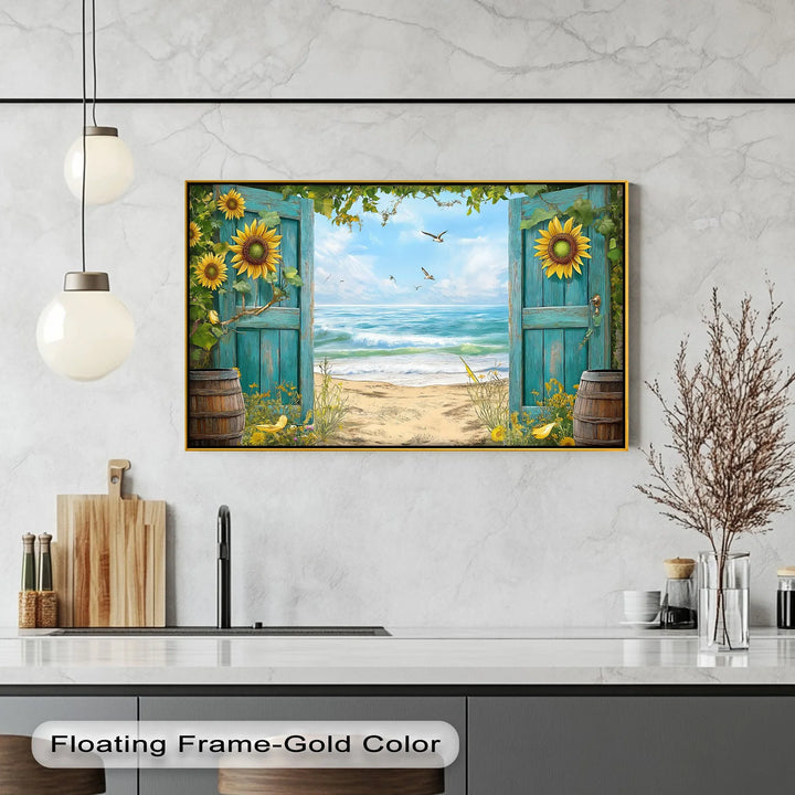 Open Door to the Sea – Coastal Beach Scene Kitchen Canvas Print - MyPhotoStation