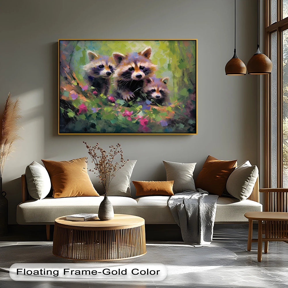 Curious Raccoons in the Wild – Vibrant Animal Canvas Print - MyPhotoStation