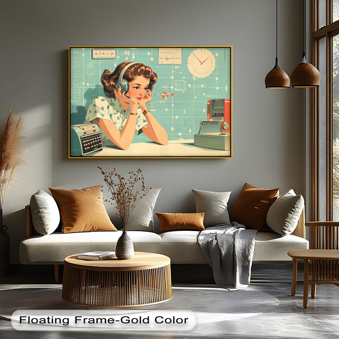 Atomic Signals – Retro Science Woman Canvas Print