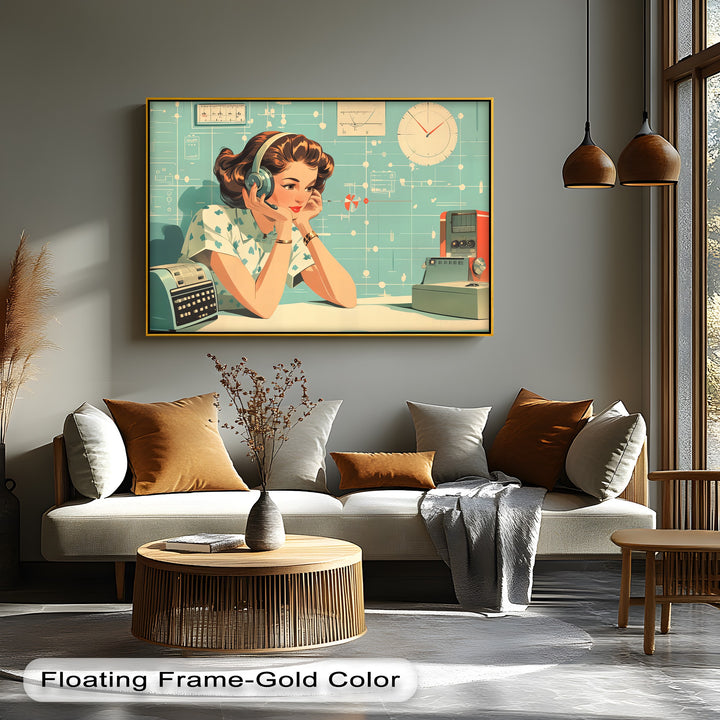 Atomic Signals – Retro Science Woman Canvas Print