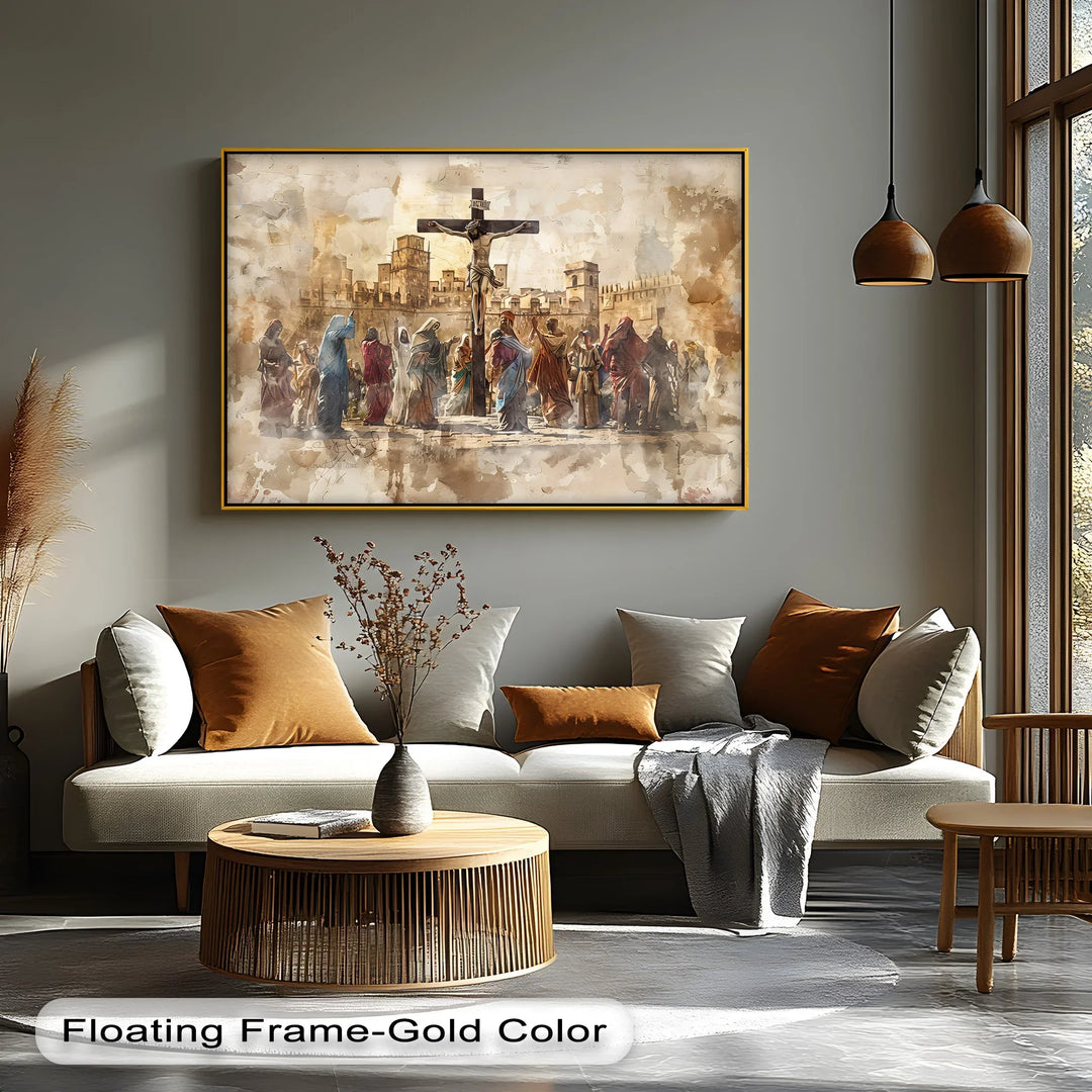 Witness to the Cross – Jesus Crucifixion Scene Canvas Print