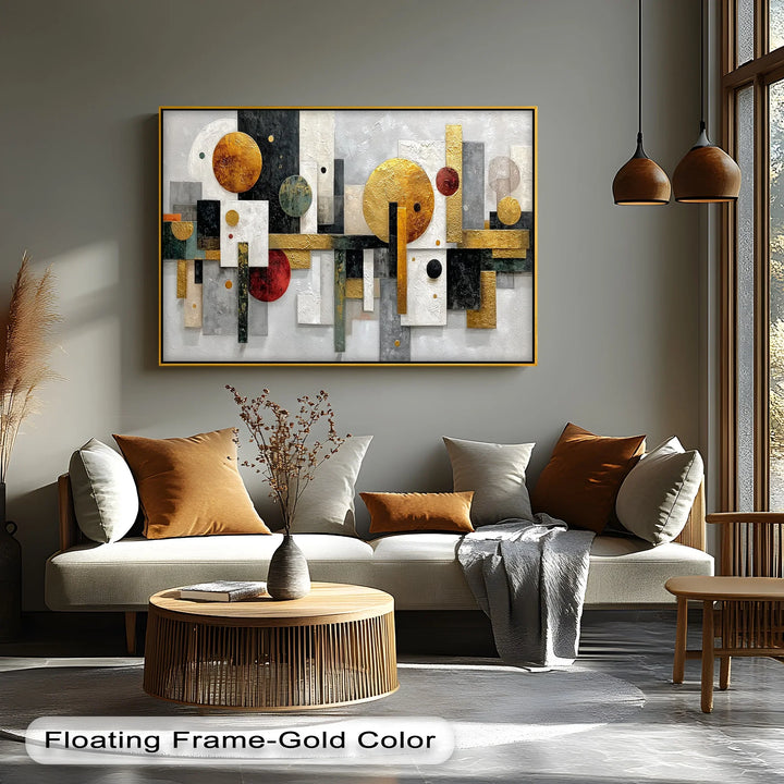 Geometric Luxe – Gold & Textured Abstract Canvas Print - MyPhotoStation
