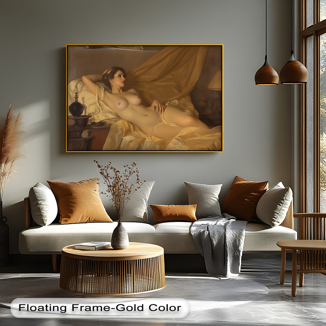 Golden Reverie – Nude Woman Canvas Wall Art | Sexy Canvas Print