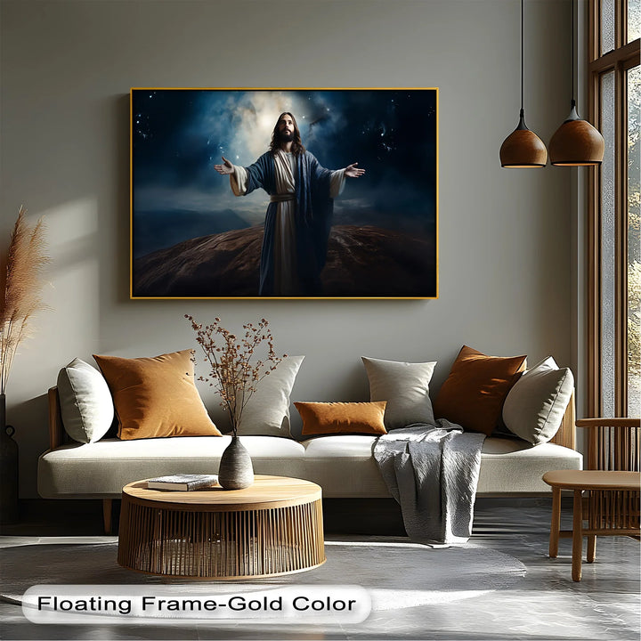 Heavenly Light – Jesus Under the Night Sky Canvas Print - MyPhotoStation
