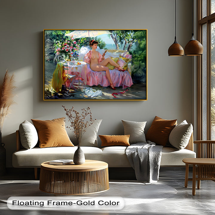 Garden Reverie – Romantic Nude Flower Canvas Wall Art | Artwork Canvas
