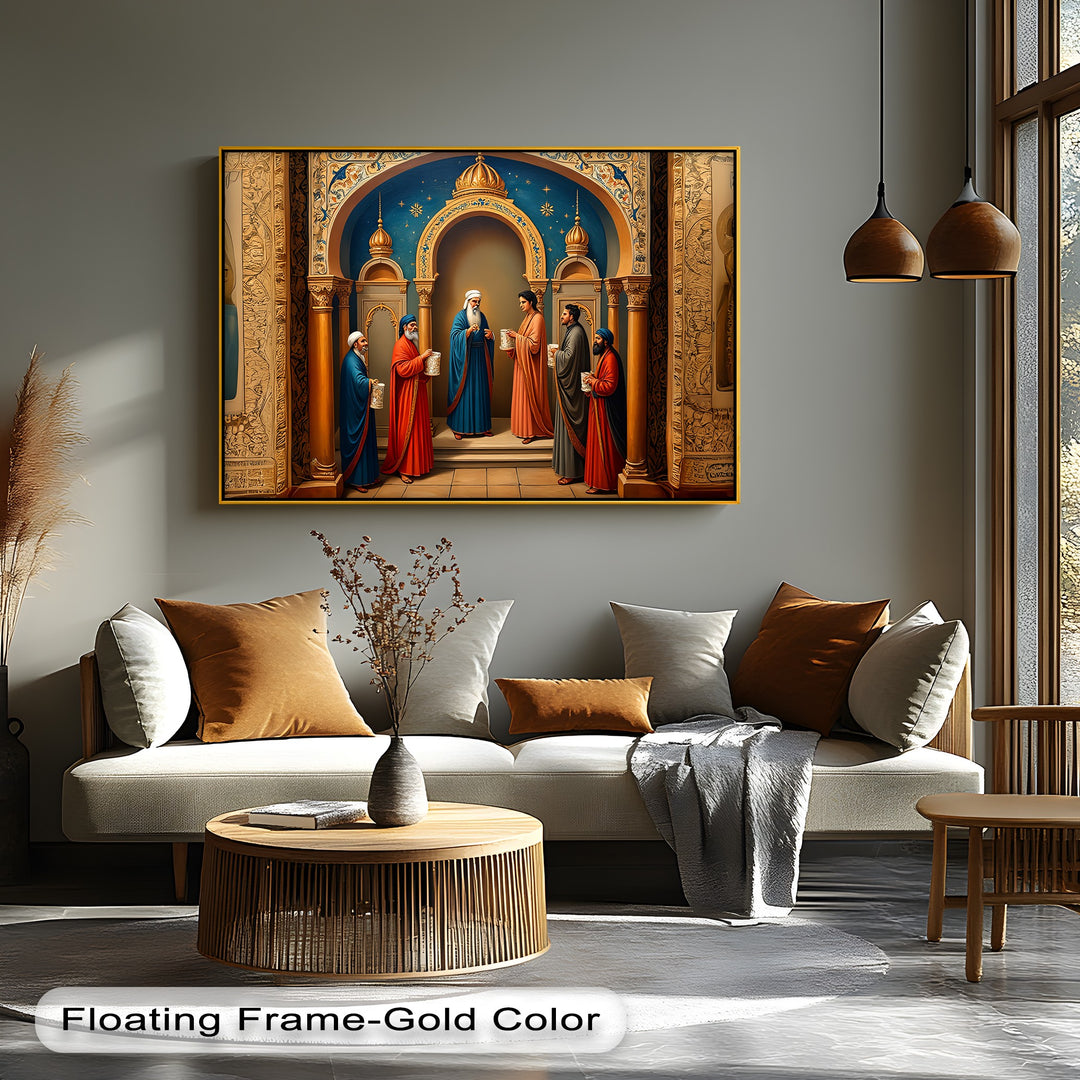 Sacred Gathering – Oriental Temple Ceremony Canvas Wall Art | Biggest Canvas