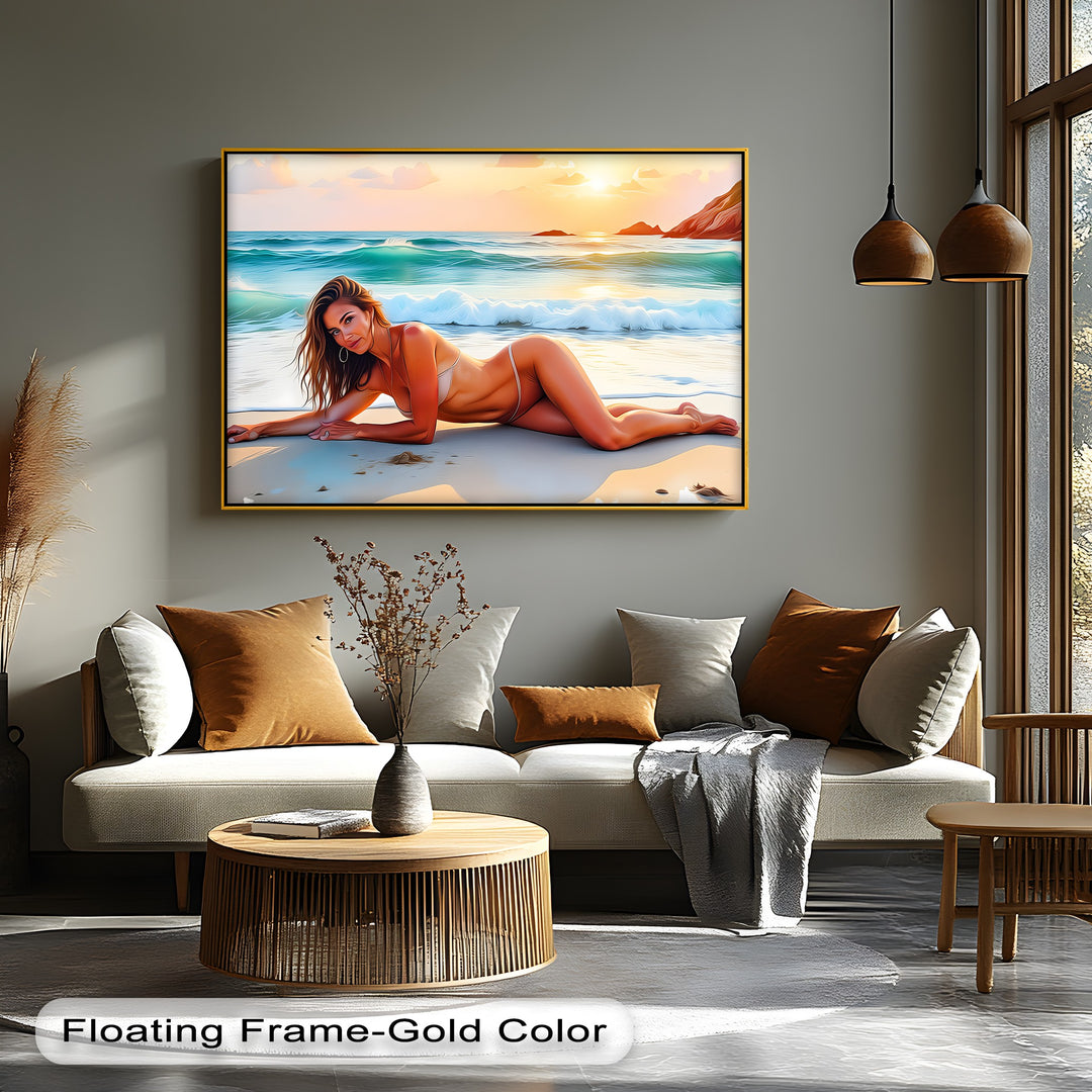 Sensual Bikini Beach Scene - Erotic Canvas Wall Art | Sexy Art