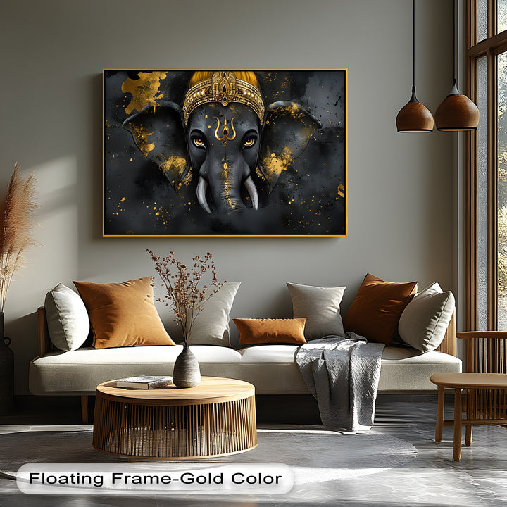 Divine Majesty – Lord Ganesha with Golden Accents Canvas Print