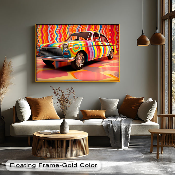 Groovy Wheels – Psychedelic Pop Art Car Canvas Print